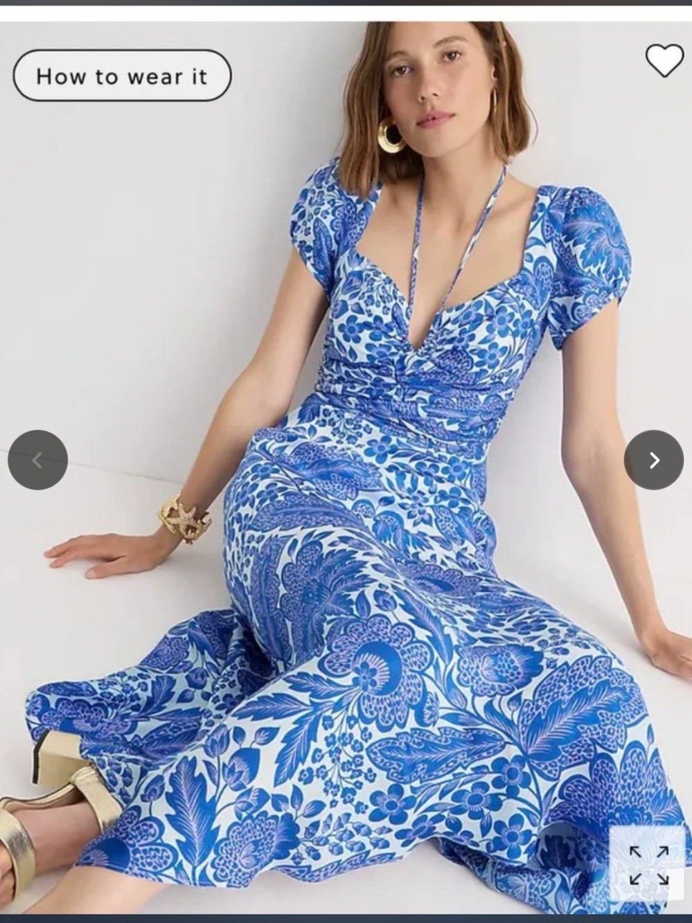 J Crew Collection tie-neck cap-sleeve maxi dress in tidewater floral